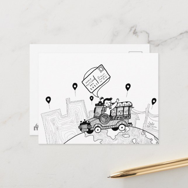 Världspostkortsdagen 2021 (BW) Vykort (Fram/Back In Situ)