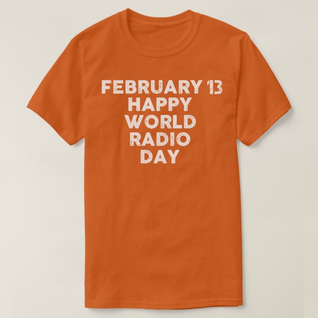 Världsradiodagen i lycklig t shirt (Design framsida)