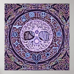 Världsreligionen Livets träd fred Poster