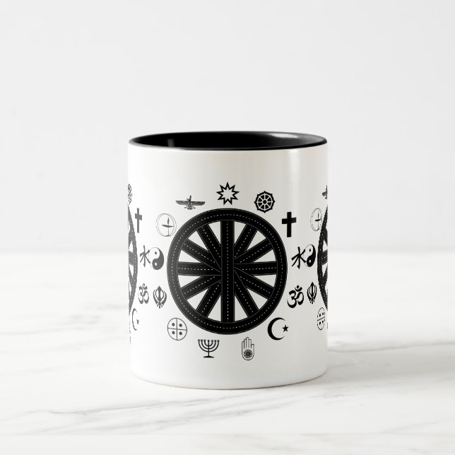 Världsreligionsikonsymboler Art Två-Tonad Mugg (Center)