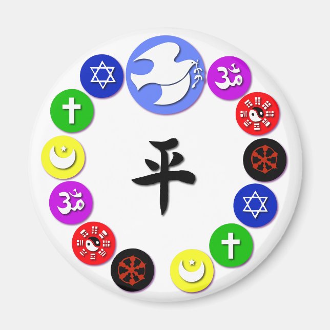 Världsreligiösa symboler magnet (Framsidan)