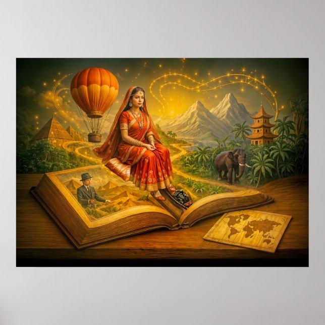 Världsresa från klassiskt resande bok poster (Framsidan)