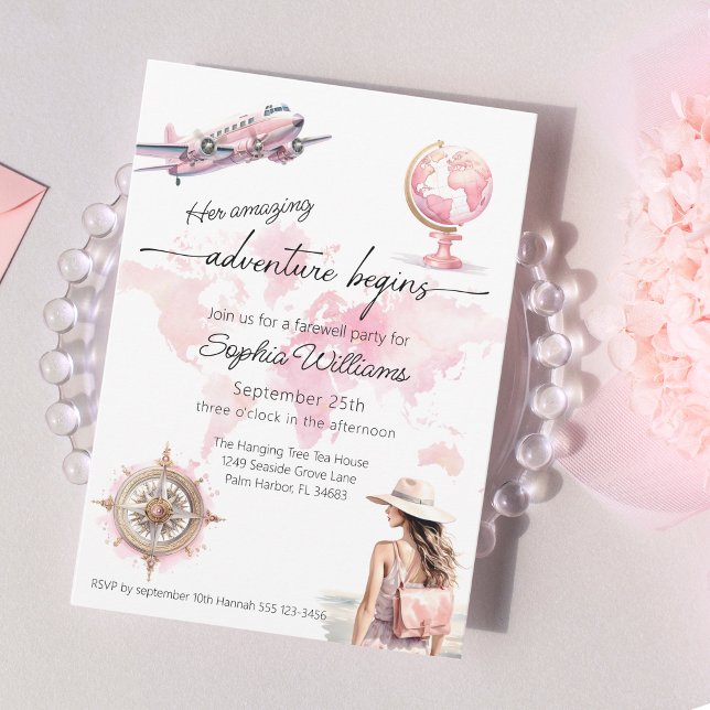 Världsresandet i party inleds i äventyr inbjudningar (Skapare uppladdad)