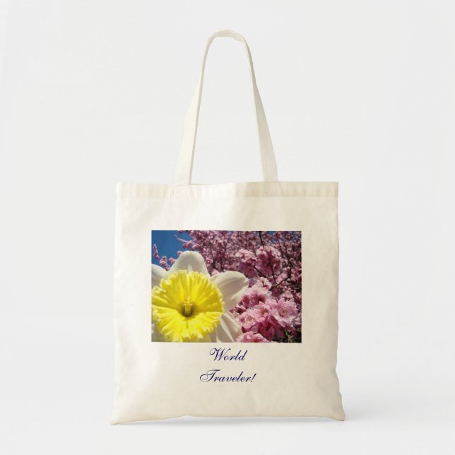 Världsresenär! Totebag väskan Narcissblomma Tygkasse (Framsidan)