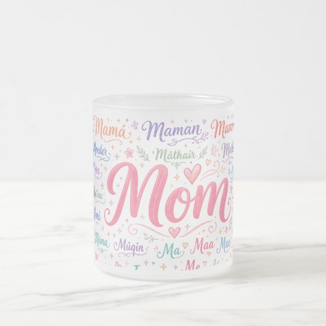 Världsspråk Mamma Frostad Glas Mugg (Center)