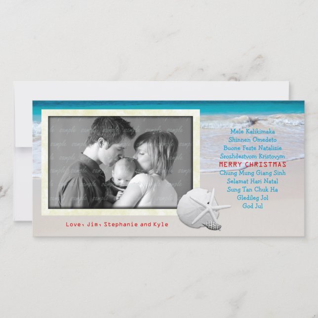 Världsspråkskort för God jul oceanen Julkort (Framsida)