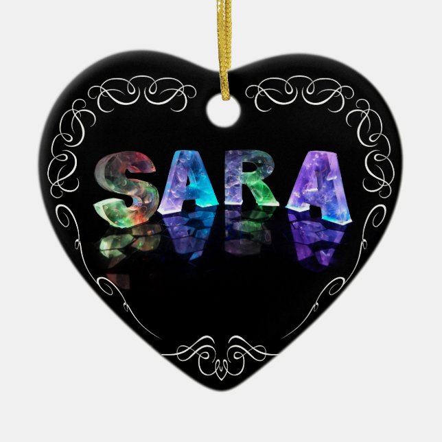 Världsstjärna Sara - namn i ljus (fotografera), Julgransprydnad Keramik (Framsidan)