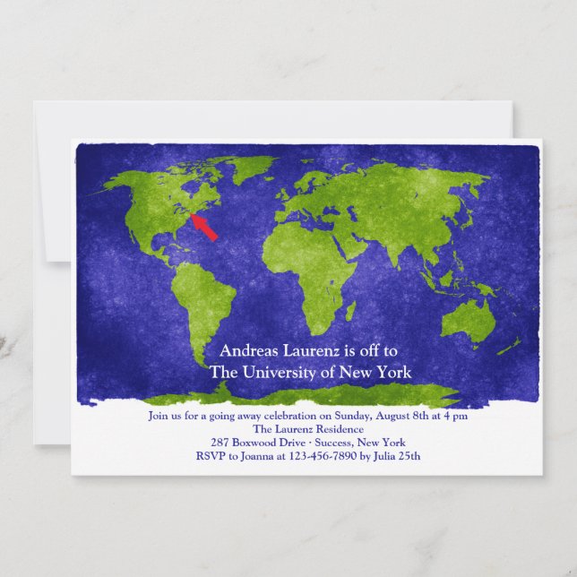 Världsstudier Studenten/på väg bort från Party Inb Inbjudningar (Framsida)