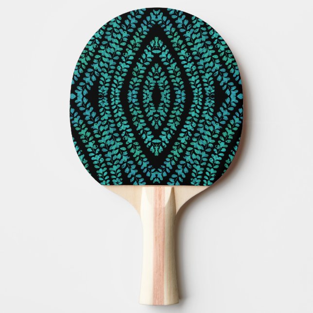 Vårledighet Lämnar Turkos Färgad Konst Design Pingisracket (Framsidan)