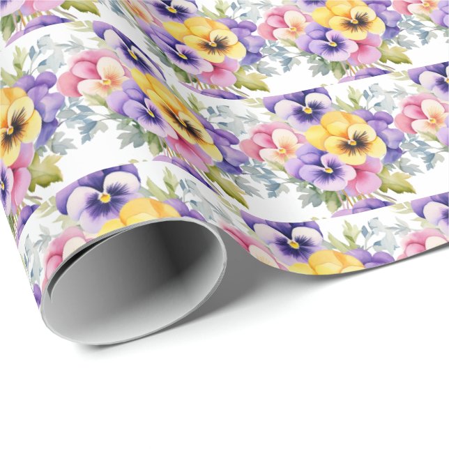 Vårliga penséer Pensé Presentpapper (Rullad Hörn)