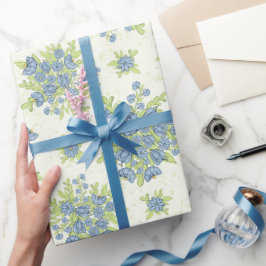 Vårlika Blå Blommor Blommig Presentpapper