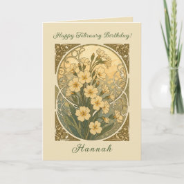 Vårlök Februari Födelsedagsblommor Art Nouveau St Kort