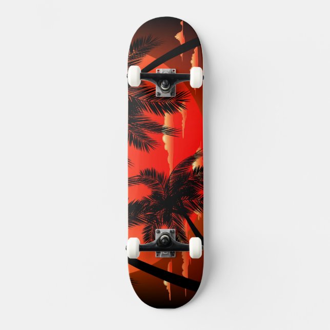 Varm aktuell solnedgång- och palmträdskateboard skateboard bräda 19,5 cm (Framsida)