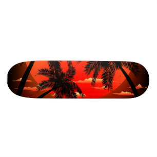 Varm aktuell solnedgång- och palmträdskateboard skateboard bräda 19,5 cm