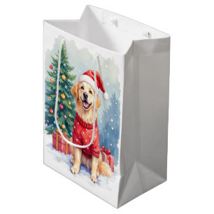 Varm akvarell Golden Retriever Julgran
