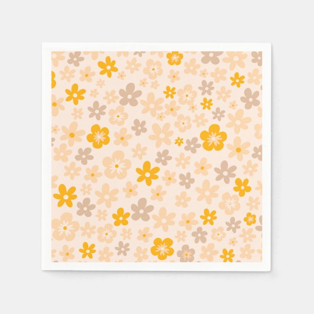 Varm äng Vildblomma Bebisens Första Dag Firande Pappersservett (Framsidan)