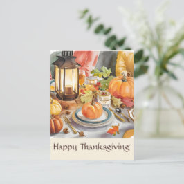 Varm årstid av tacksamhet Fest Ljusstake i akvarel Vykort