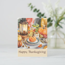 Varm årstid av tacksamhet Fest Ljusstake i akvarel Vykort