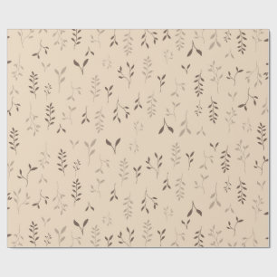 Varm Beige Brun Boho Bladmönster Presentpapper
