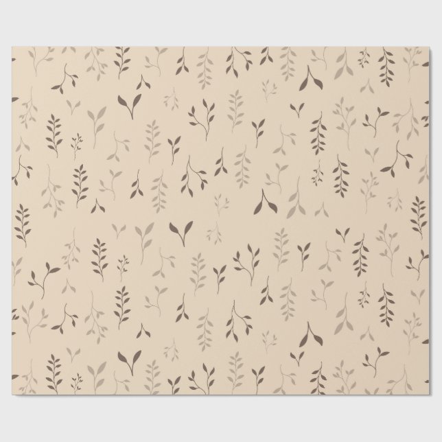 Varm Beige Brun Boho Bladmönster Presentpapper (Platt)