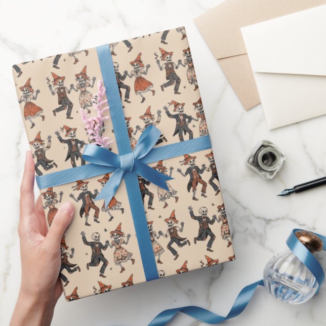 Varm Beige | Halloween Skelett Presentpapper (Gifting)
