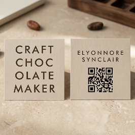 Varm Beige QR-kod för Chokladmakare Fyrkantigt Visitkort