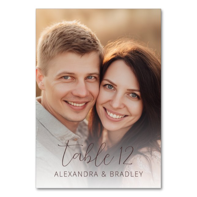 Varm Beige Romantisk Foto Bordsnummer (Baksidan)