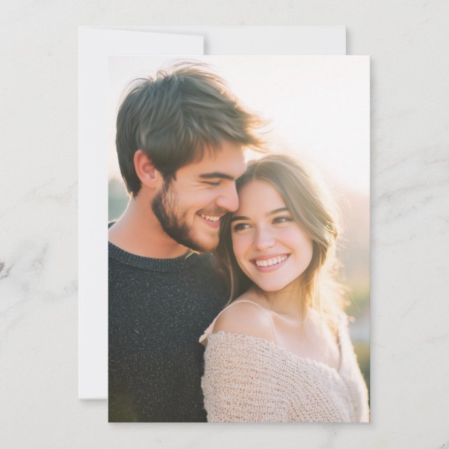 Varm Beige Romantisk Foto Inbjudningar (Framsida)