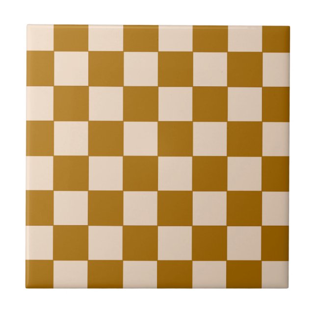 Varm Beige Rutigt Mönster Kakelplatta (Framsidan)