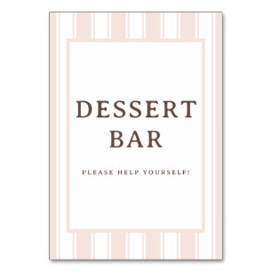 Varm Beige Serif Efterrätt Bar skylt Bordsnummer
