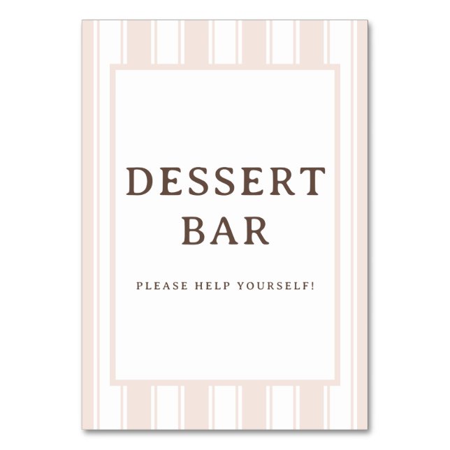 Varm Beige Serif Efterrätt Bar skylt Bordsnummer (Framsidan)