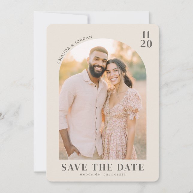 Varm Beige Vintage Foto Spara Datumet (Framsida)