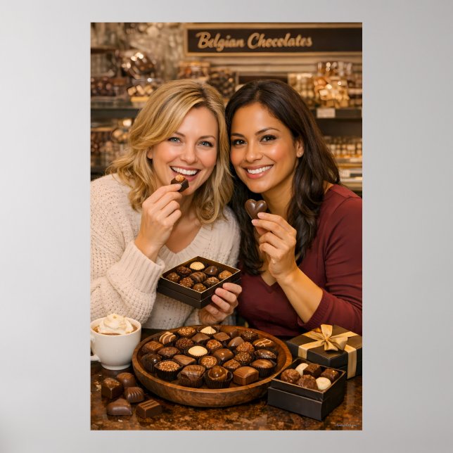 Varm belgisk Praline Cafe Delight Affisch (Framsidan)