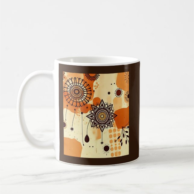 Varm Blommigt Mandala Rustic Autumn Boho Kaffemugg (Vänster)