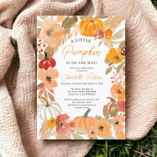 Varm Boho Little pumpkin fall babydusch Inbjudningar