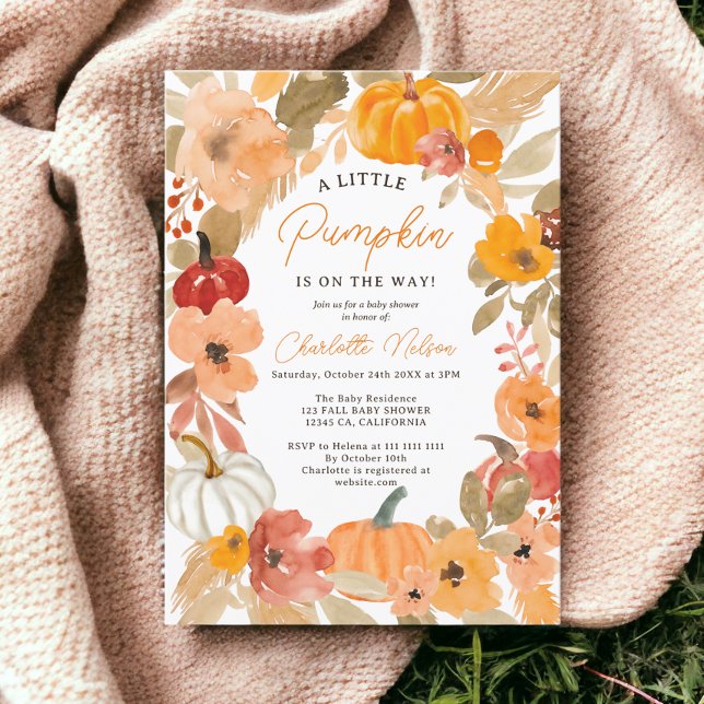 Varm Boho Little pumpkin fall babydusch Inbjudningar (Warm Boho Little pumpkin fall baby shower Invitation)