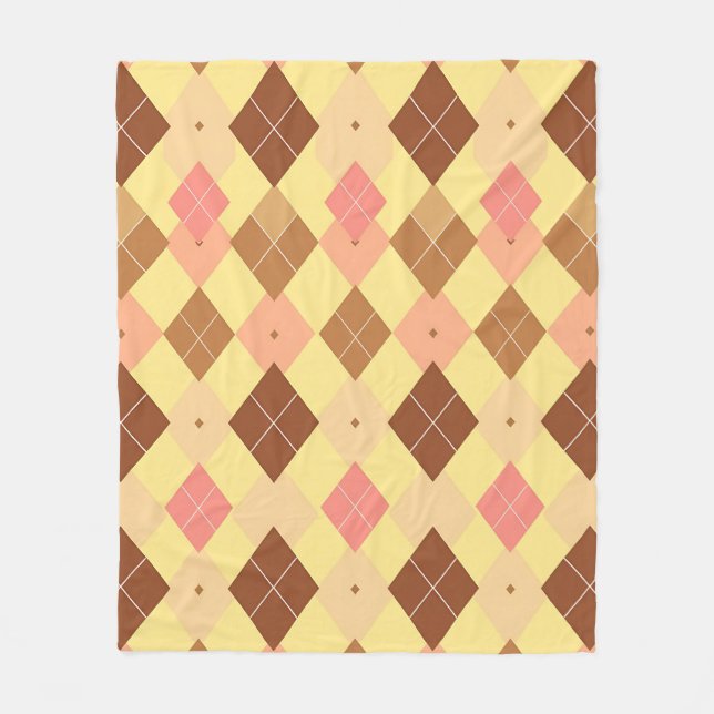 Varm Brun Rosa Argyle-mönster Fleecefilt (Framsidan)