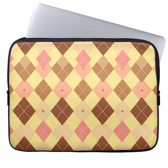 Varm Brun Rosa Argyle-mönster Laptop Fodral (Framsidan)