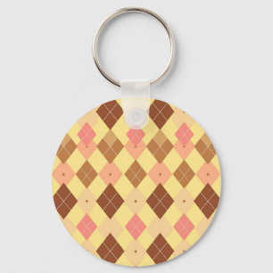 Varm Brun Rosa Argyle-mönster Nyckelring