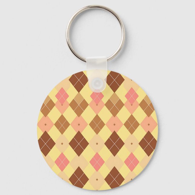 Varm Brun Rosa Argyle-mönster Nyckelring (Framsida)