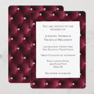 Varm Chic Deep Burgundy Red Faux Velvet Bröllop Inbjudningar