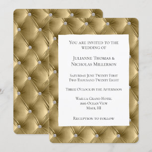 Varm Chic Mjuk Söt Guld Faux Velvet Bröllop Inbjudningar
