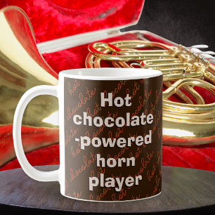 Varm Choklad Driven Hornspelare Musik Tema Kaffemugg
