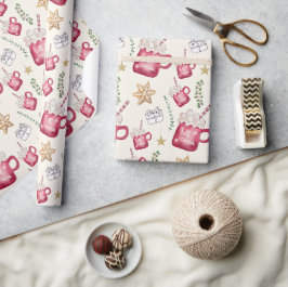 Varm Choklad Julfest Vattenfärgskonst Presentpapper