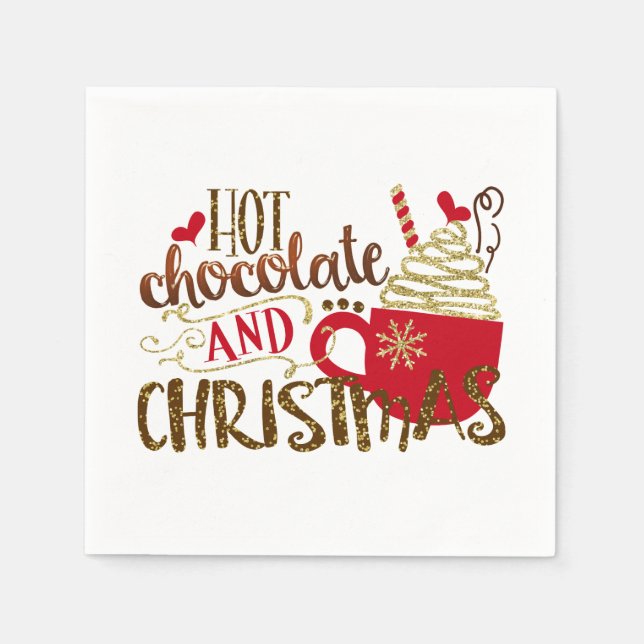 Varm choklad och julglitter glittergnistrande pappersservett (Framsidan)