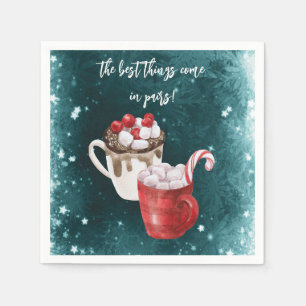 Varm Choklad och Marshmallow Tvilling Bebis Bjudni Pappersservett