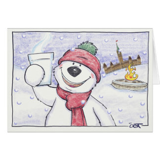 Varm choklad på backen hälsningskort