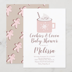 Varm chokladkaksmugg vinterflicka baby shower inbjudningar
