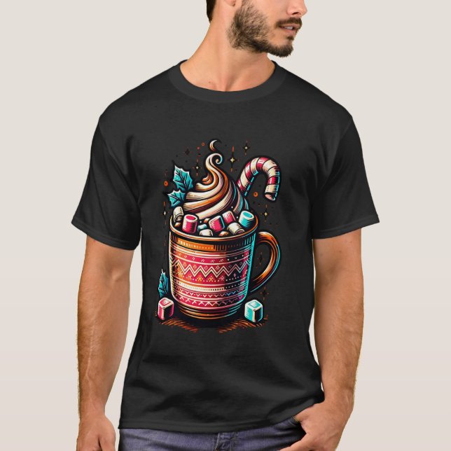 Varm chokladmugg med sockerdrickskrans t shirt (Framsida)