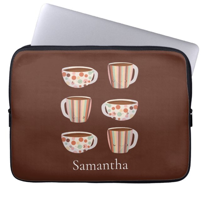 Varm cirkelmönster på kaffekoppar laptop fodral (Framsidan)
